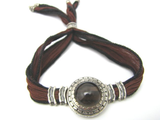 Pulsera seda cuarzo fumé