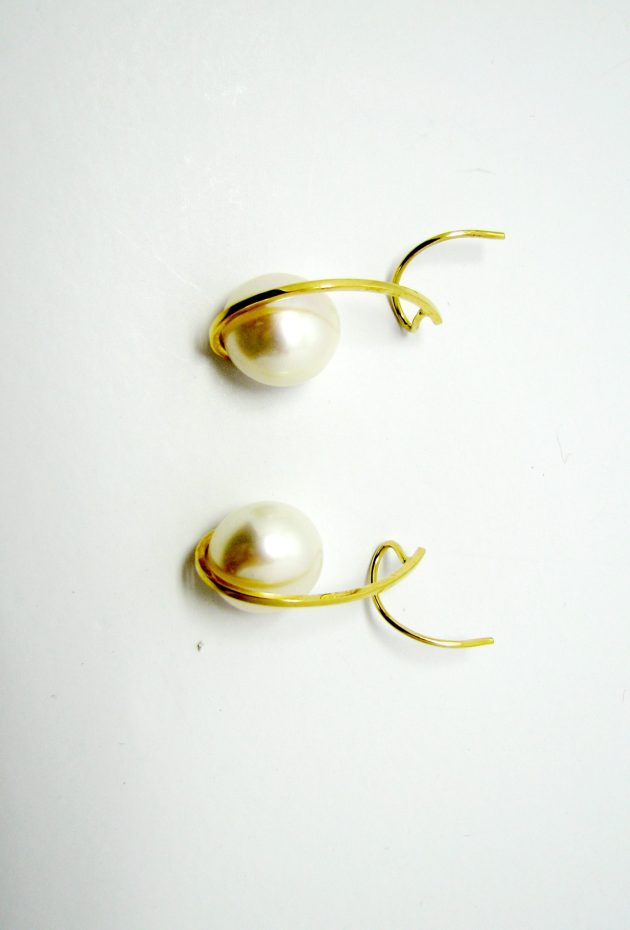 Arracada perla or groc