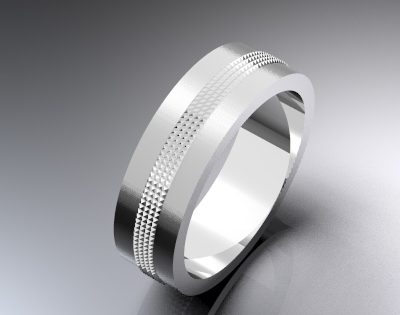 Aliança de casament de plata amb anella en relleu
