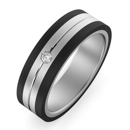 Aliança plata fibra carboni