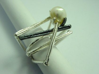 Anell plata perola